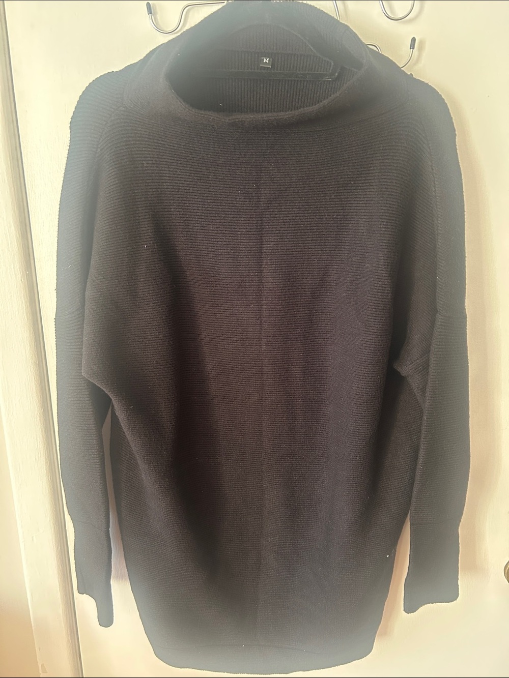 Men's Black Knit Sweater - Classic Crewneck Medium
